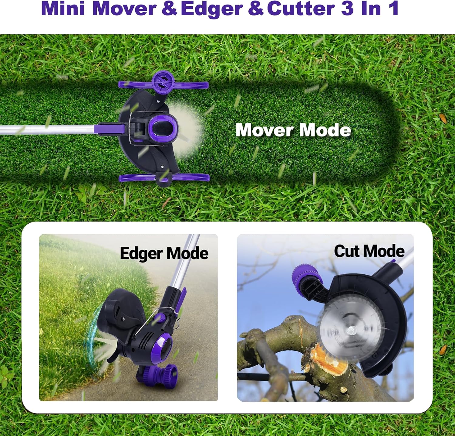 Weed Wacker inalámbrico, 20 V máx. x 4.0 Ah funciona con batería, tiempo de ejecución 75-100 minutos, peso solo 5 libras, cortacésped en 1 (con batería de 4.0 Ah)