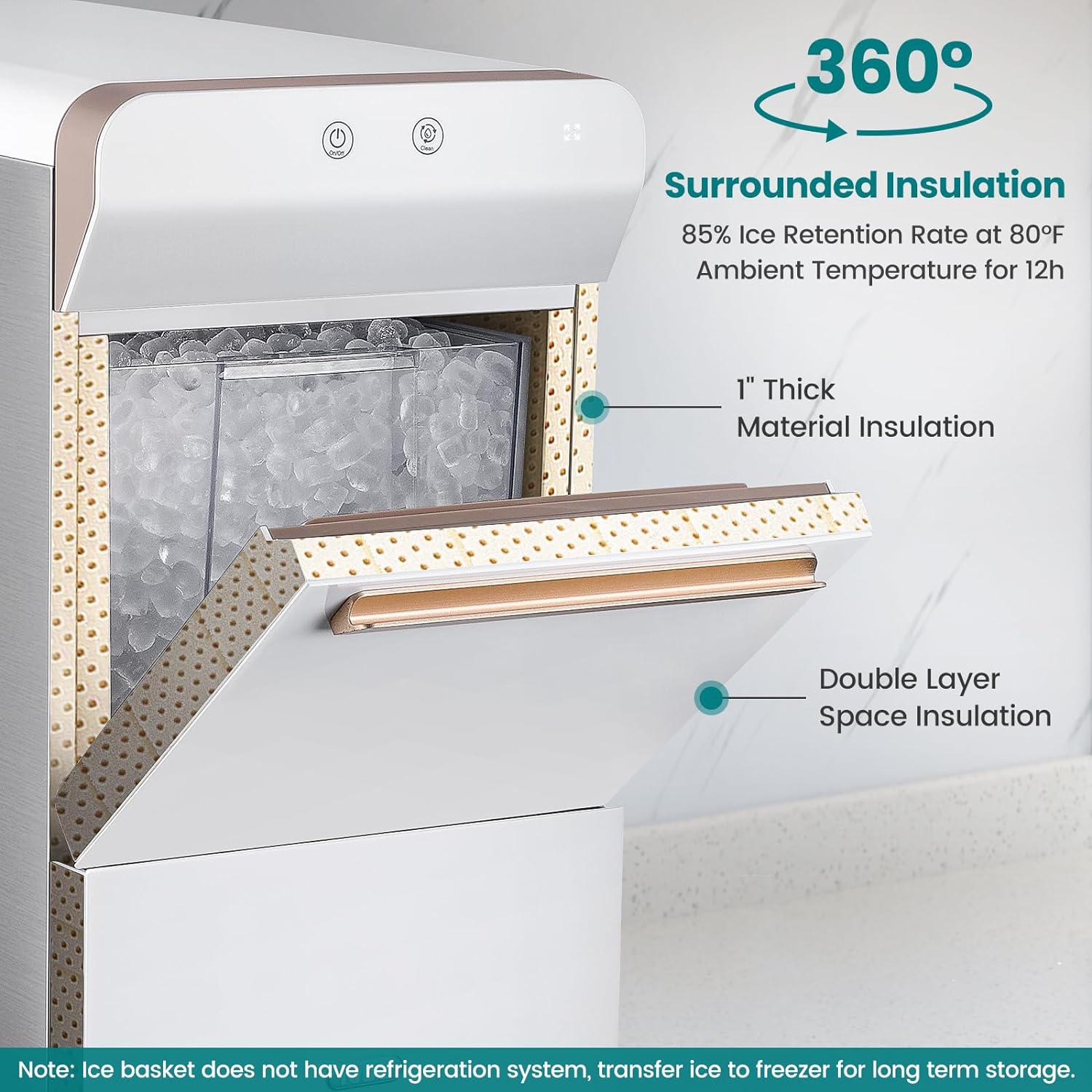 Máquina de hielo para encimera Gevi home V2.0, máquina de hielo con bandeja autolimpiante, simplemente ábrala y vierta para rellenar agua, carcasa de acero inoxidable, se puede colocar debajo del gabinete-----Paño de limpieza