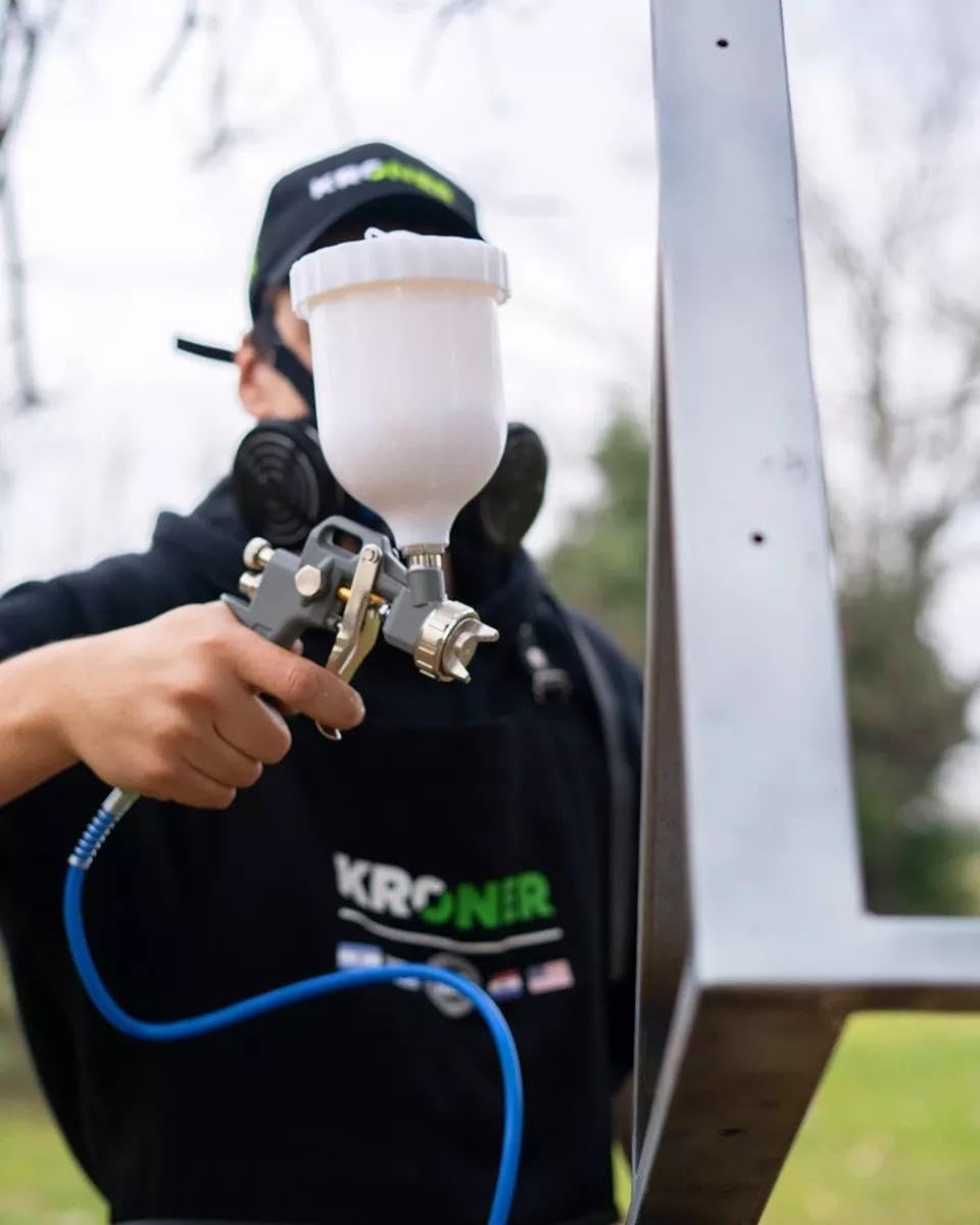 Kroner Compresor de Aire 50 Litros 2.5 HP – Kit de Pintura con Pistola, Manguera y Accesorios, 8 Bar 115 PSI 206 L/min