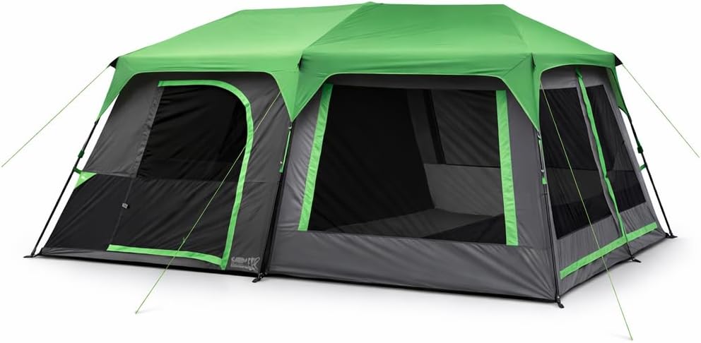 Tienda de CampaÃ±a InstantÃ¡nea Tipo CabaÃ±a para 10 Personas, 4.26x3.04x1.98 m, Light Shield 90% Oscuridad, Impermeable 1200 mm, Verde y Negro, con Divisor