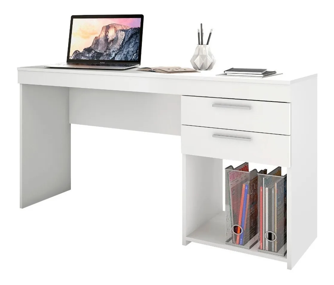 Escritorio Notável Móveis Mesa office 2 gavetas mdp de 1210mm x 760mm x 410mm blanco Mate