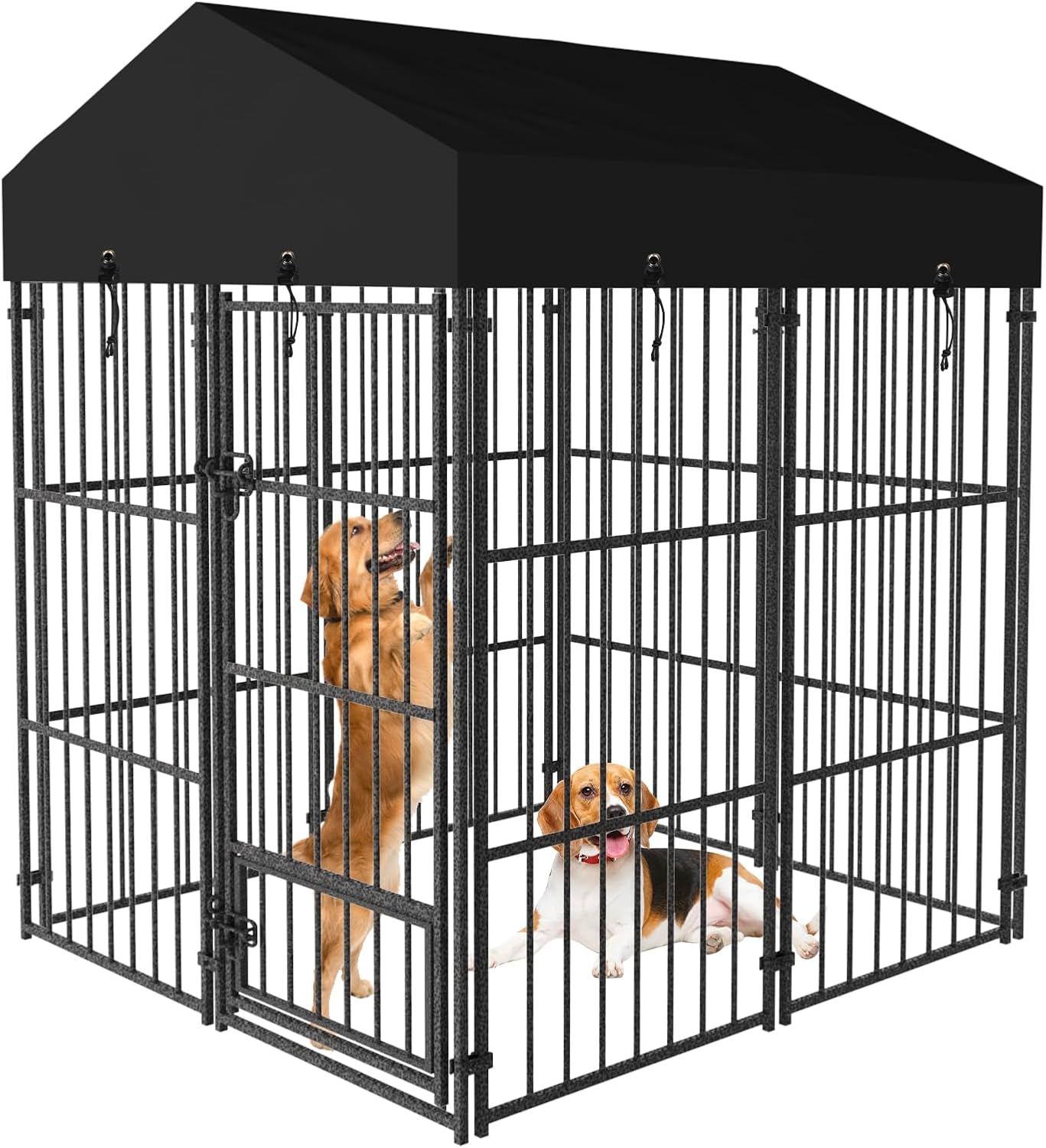 Wisfor Casas para Perros: Perreras Exteriores con Techo 249x120x165 cm Jaulas para Perros Grandes Parque Vallas Corral Cercados para Mascotas de Metal Inoxidable con Cerradura (L)