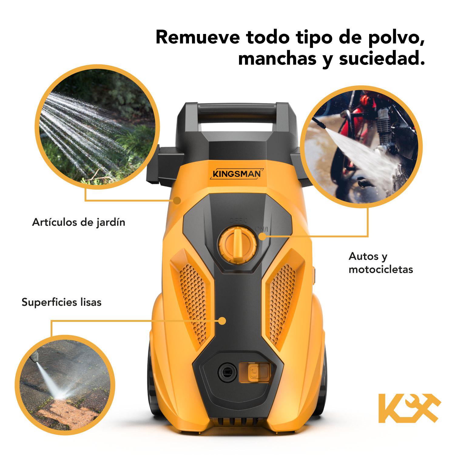Hidrolavadora Eléctrica Portatil 2000 Psi 1600w + Accesorios Kingsman HIDROKING2000