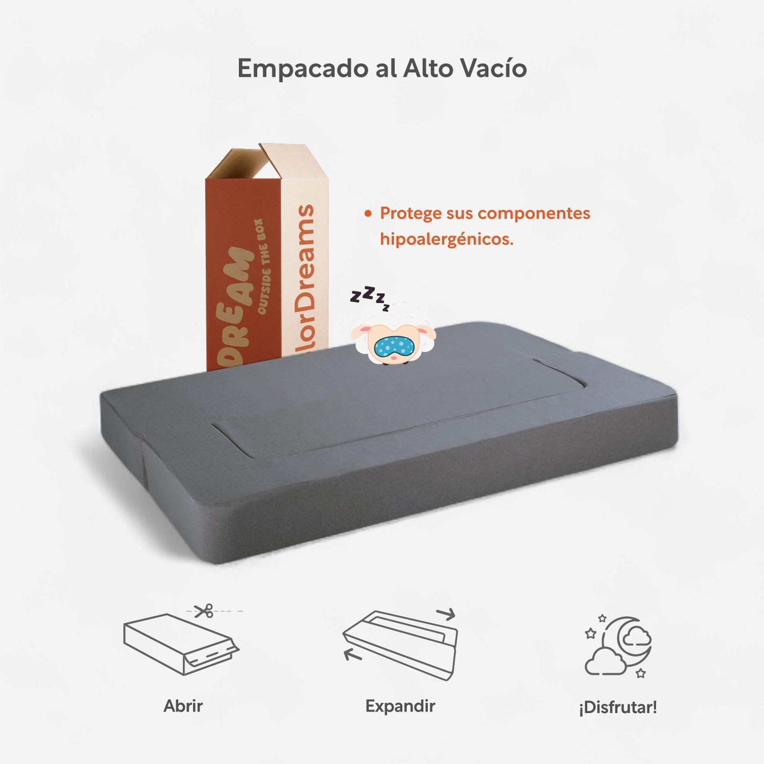 COLORDREAMS | Sofá Cama Matrimonial Plegable – Sillón Multifunción 3 En 1 – Relleno De Espuma – Funda Lavable – Hipoalergénico – Gris