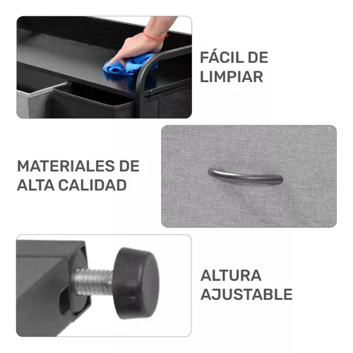 Mueble Buro Organizador Comoda Metal 7 Cajoneras Tela Color Café