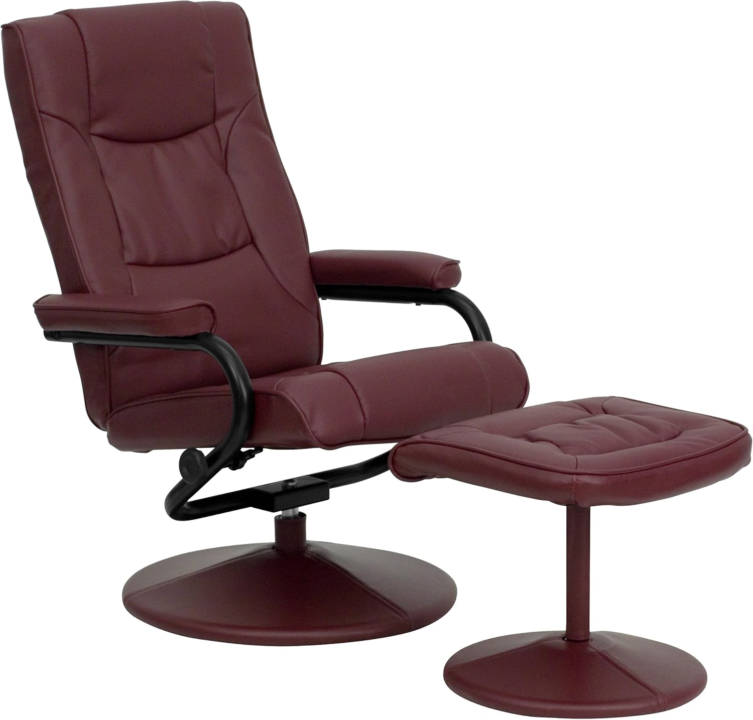 Flash Furniture Rachel - Reclinador y otomano contemporáneo multiposición con Base Envuelta en Piel café Suave