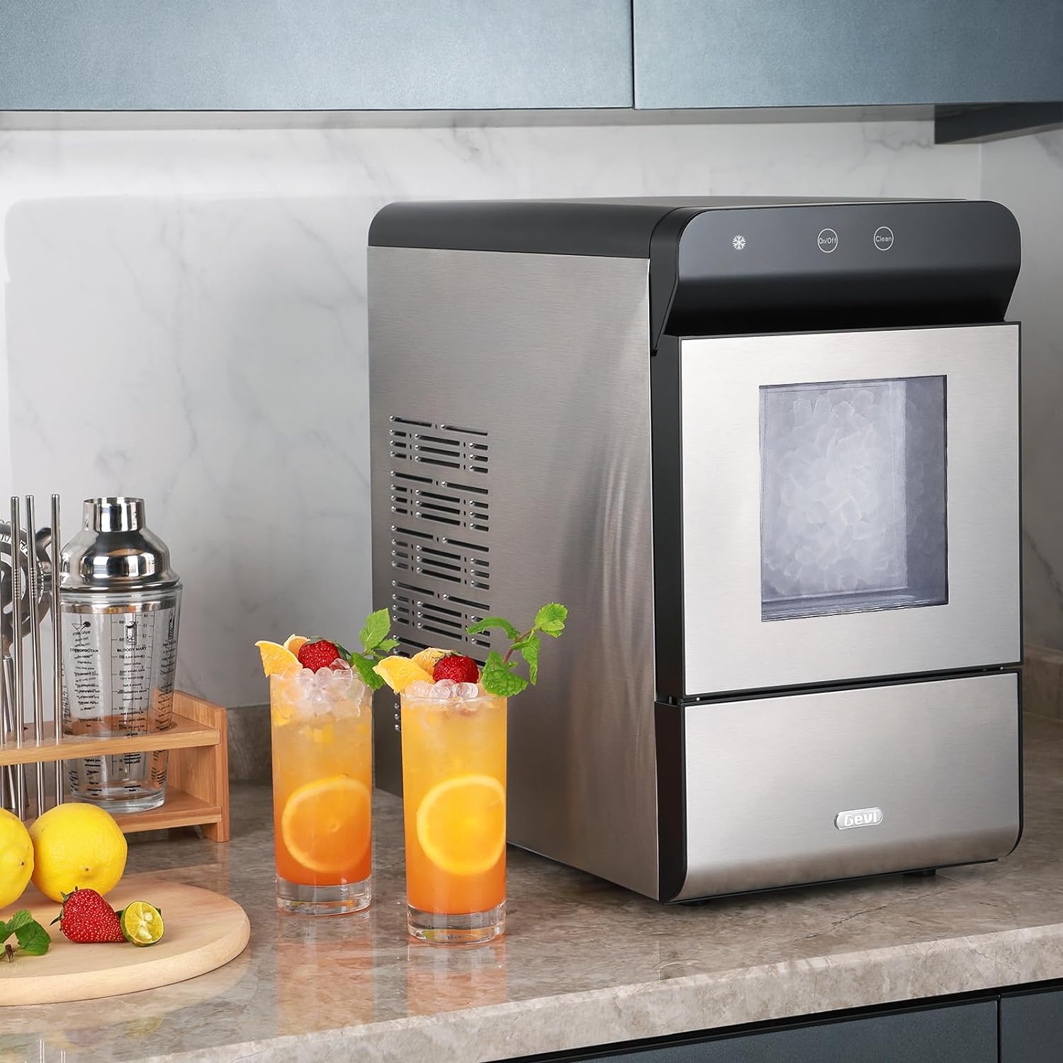 Máquina de hielo para encimera Gevi home V2.0, máquina de hielo con bandeja autolimpiante, simplemente ábrala y vierta para rellenar agua, carcasa de acero inoxidable, se puede colocar debajo del gabinete-----Paño de limpieza