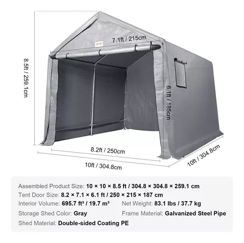 Toldo De Uso Rudo 3x3 Mts Carpa Fiestas Eventos Auto Gris