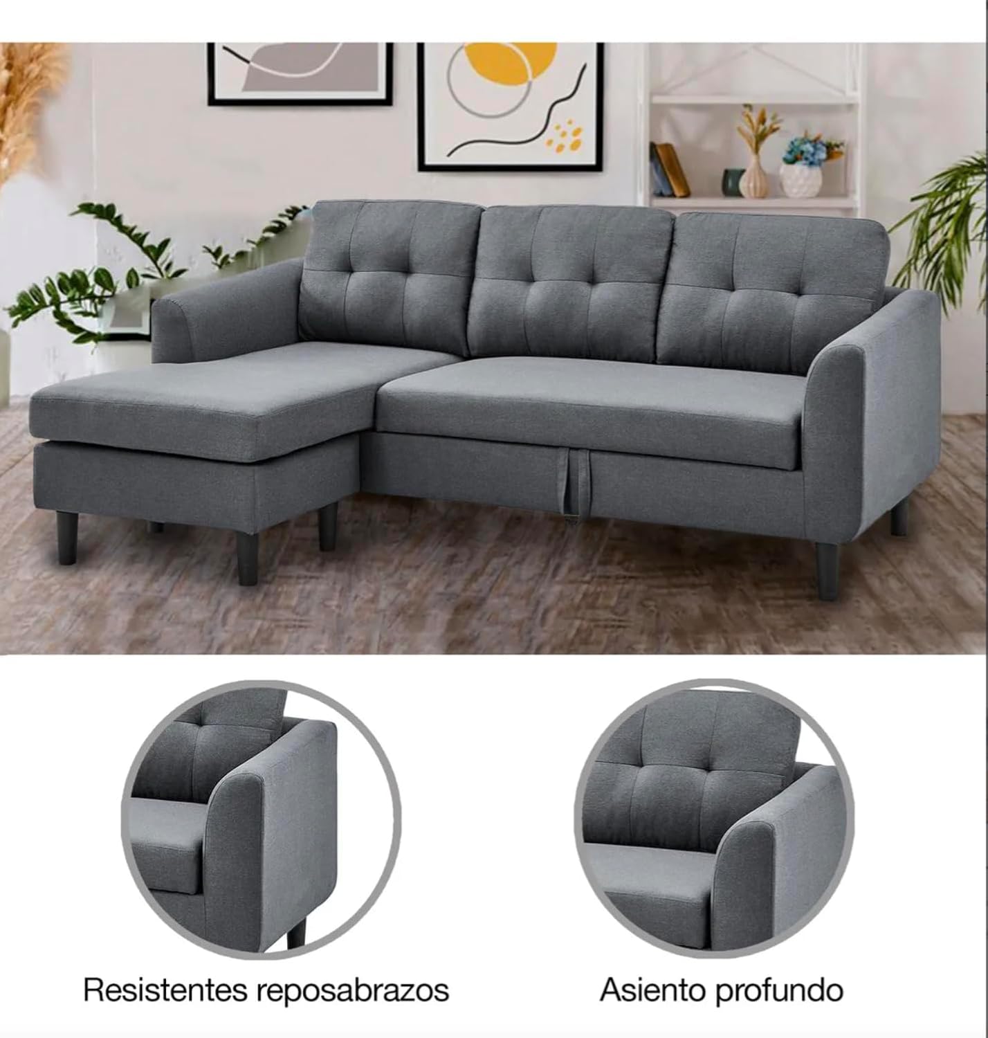 Sofácama Sofa Cama Futón Sillón Sala Reclinable Extraible Moderno Minimalista Fresco Duradero Calidad Convertible Modular