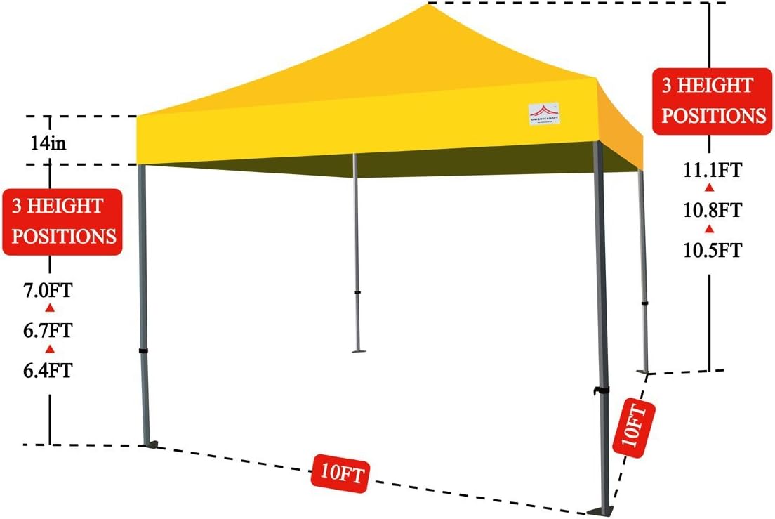 UNIQUECANOPY Ez - Tienda de campaña desplegable de 10 x 10 pies, refugio instantáneo comercial con bolsa de rodillo resistente, 4 bolsas de arena para toldo, tira roja y blanca de 10 x 10 pies