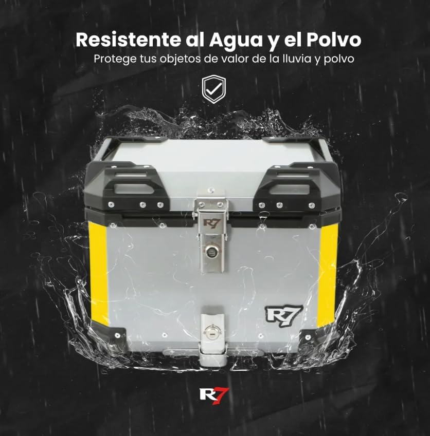 Baúl Trasero Motocicleta Aluminio 45 con Respaldo (Plata)