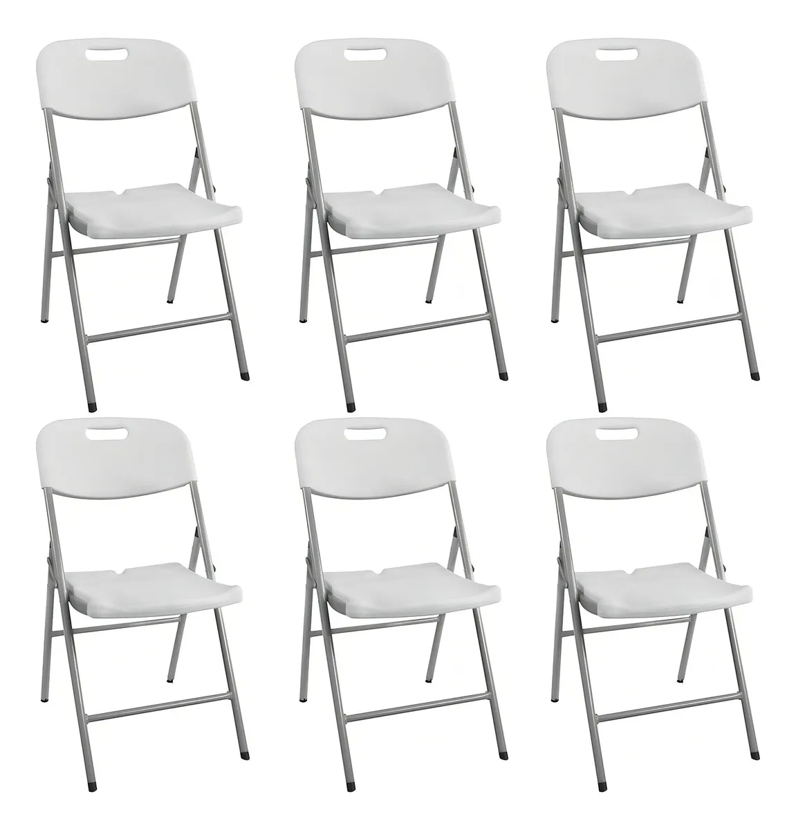Set 6 sillas plegables blancas plástico y acero reforzado color blanco liso Jardimex mkz-sillaplegbx6