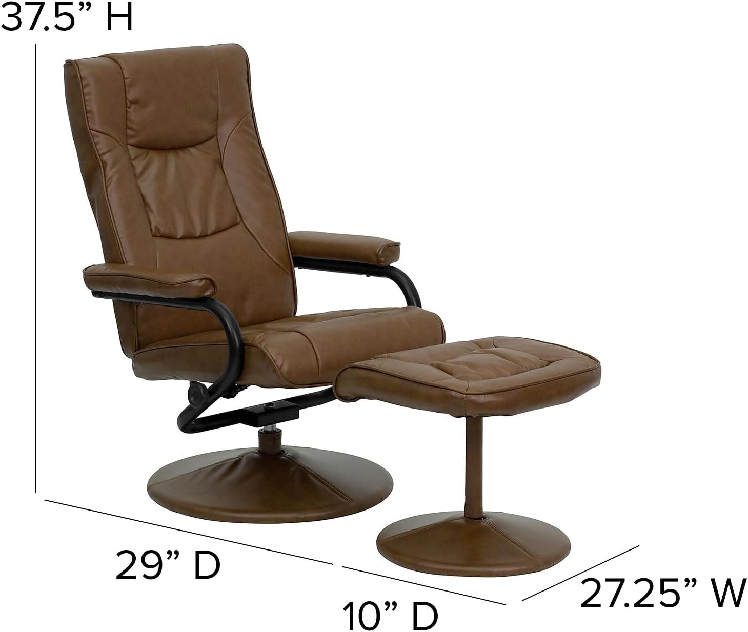 Flash Furniture Rachel - Reclinador y otomano contemporáneo multiposición con Base Envuelta en Piel café Suave