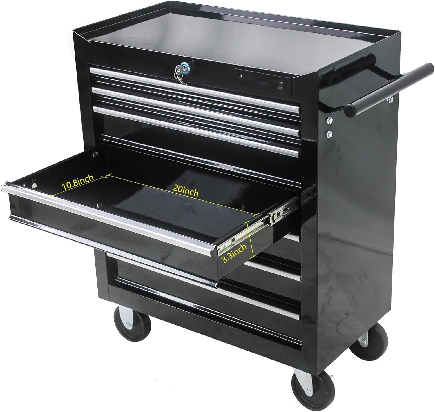 BouPower - Cofres de Herramientas de 7 cajones, clóset de Almacenamiento con Bandeja Desmontable, Color Negro