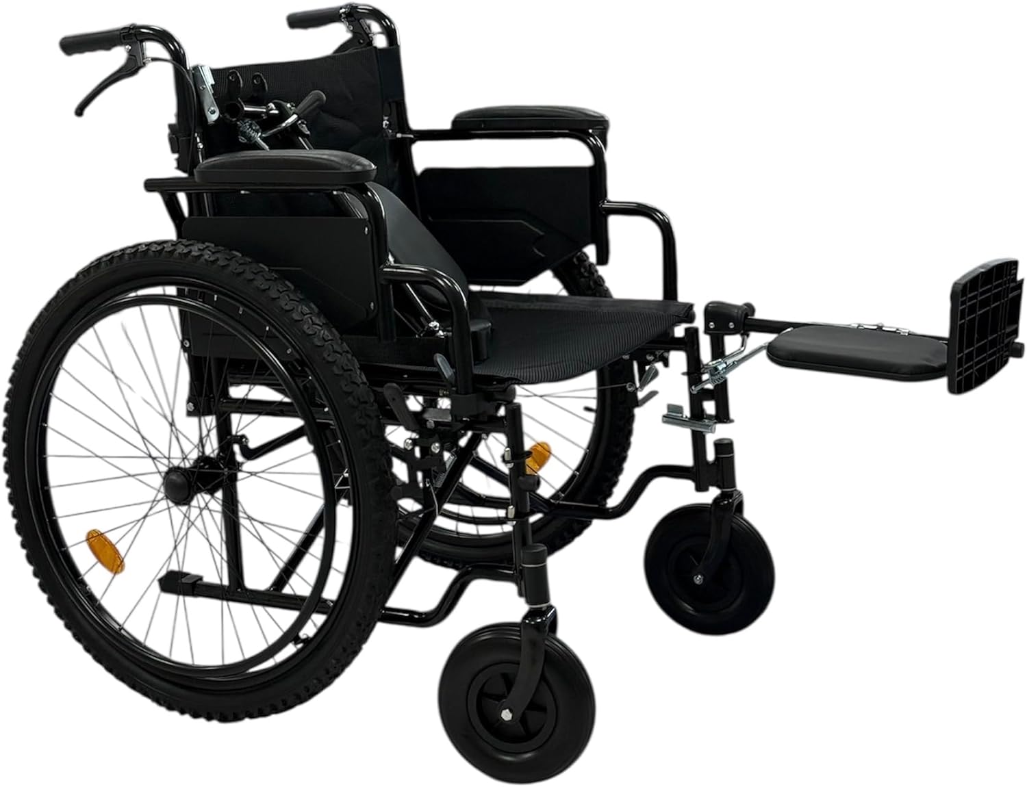 SILLA DE RUEDAS PARA ADULTO TODO TERRENO CON ELEVA PIERNAS DE LUJO DESMONTABLE, NEUMATICA, RESISITENTE PLEGABLE, DESCANSAPIES REMOVIBLES, DESCANSABRAZOS REMOVIBLE, RESPALDO PLEGABLE, ORTOPEDICA STE-909