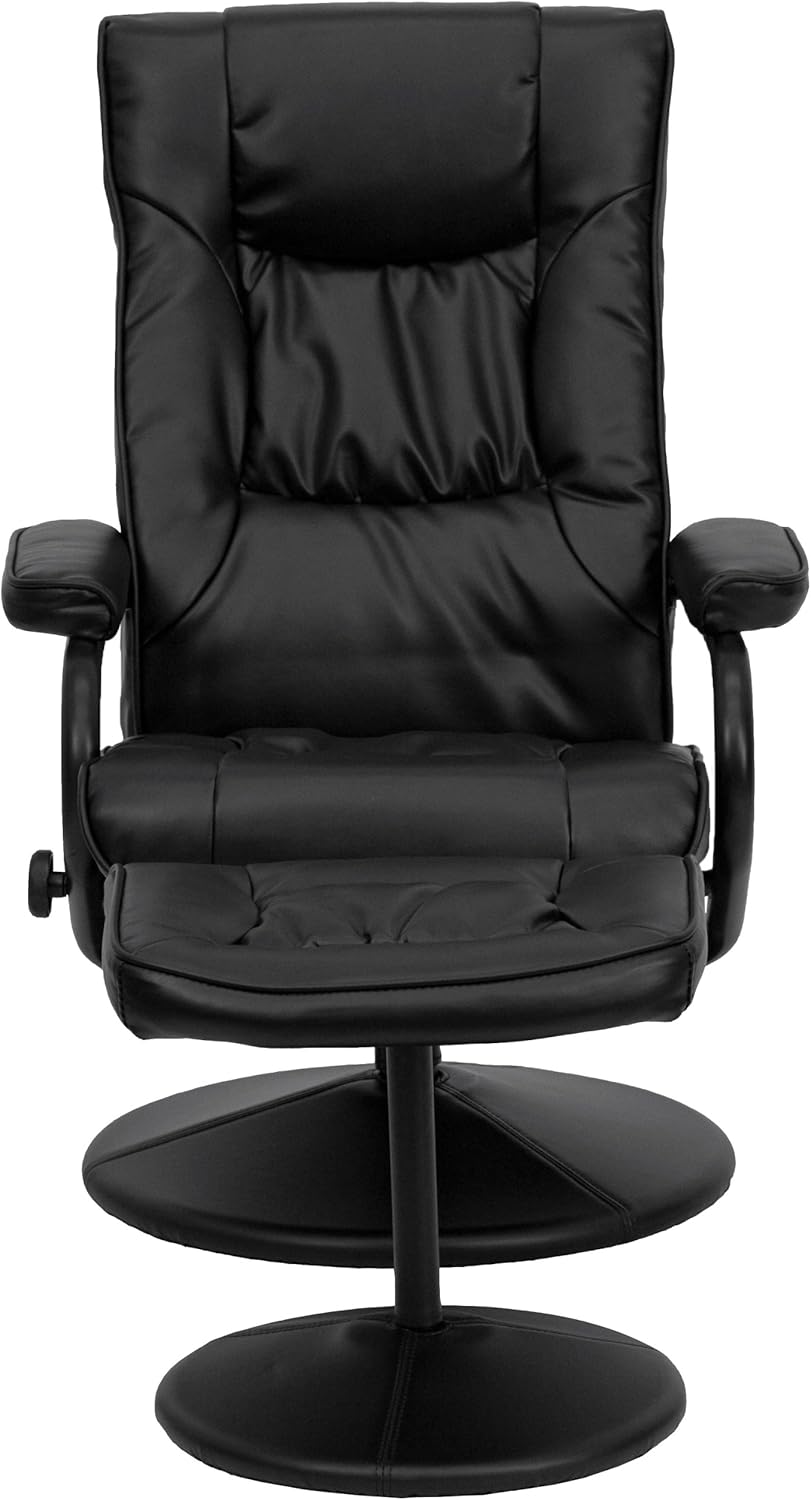 Flash Furniture Rachel - Reclinador y otomano contemporáneo multiposición con Base Envuelta en Piel café Suave