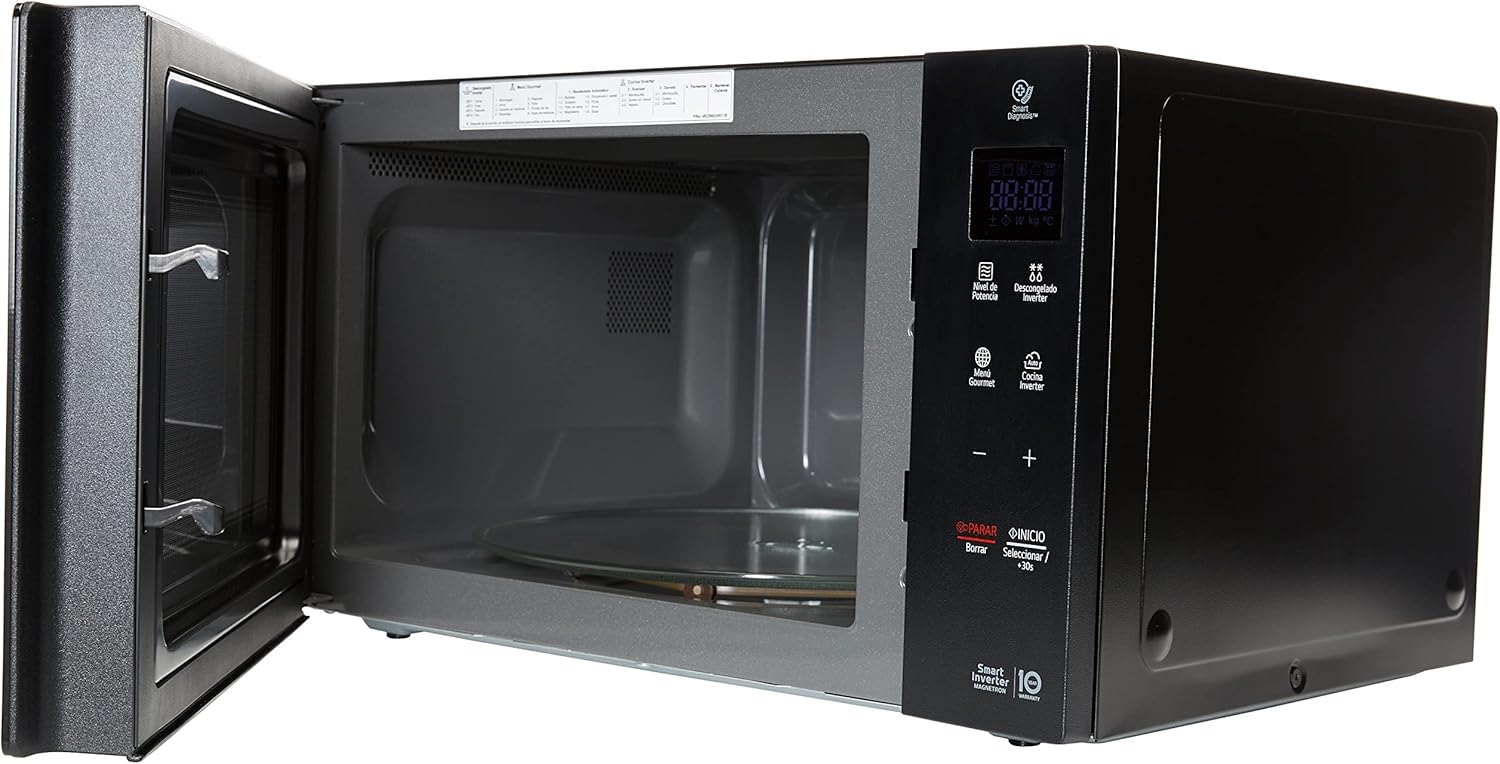 Horno de microondas LG, recubrimiento de facil limpieza, coccion uniforme, anillo giratorio estable, luz LED, Negro, modelo MS1536GIS