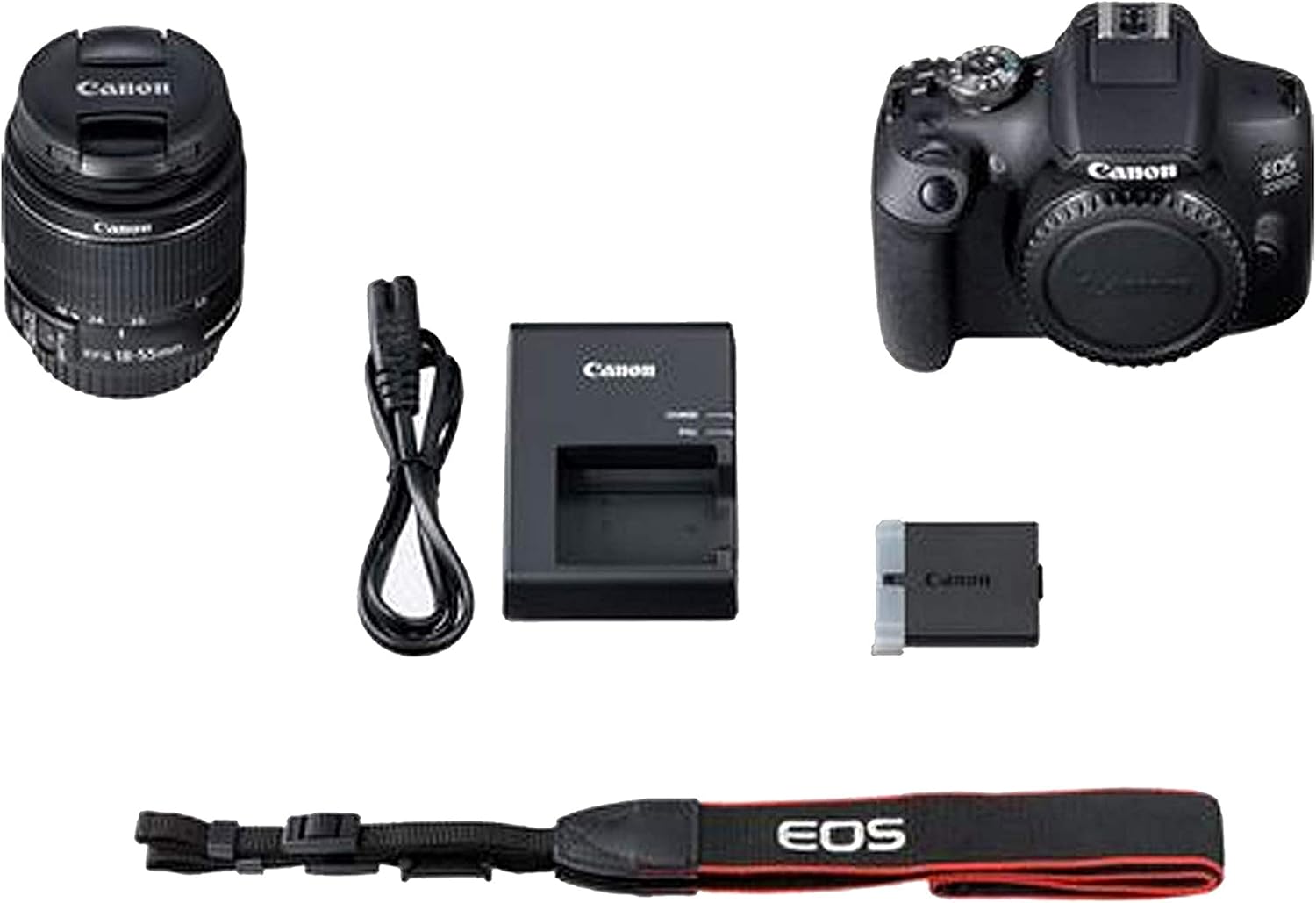 Canon EOS 2000D (Rebel T7) Paquete de cámara réflex digital con lente de 18-55 mm | Wi-Fi incorporado, sensor CMOS de 24.1 MP | Procesador de imagen DIGIC 4+ y videos Full HD + memoria de 64 GB (17