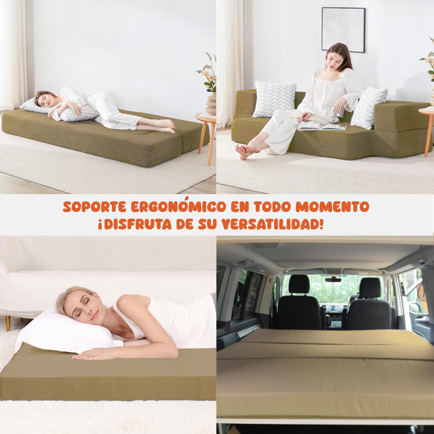 COLORDREAMS | Sofá Cama Matrimonial Plegable – Sillón Multifunción 3 En 1 – Relleno De Espuma – Funda Lavable – Hipoalergénico – Gris