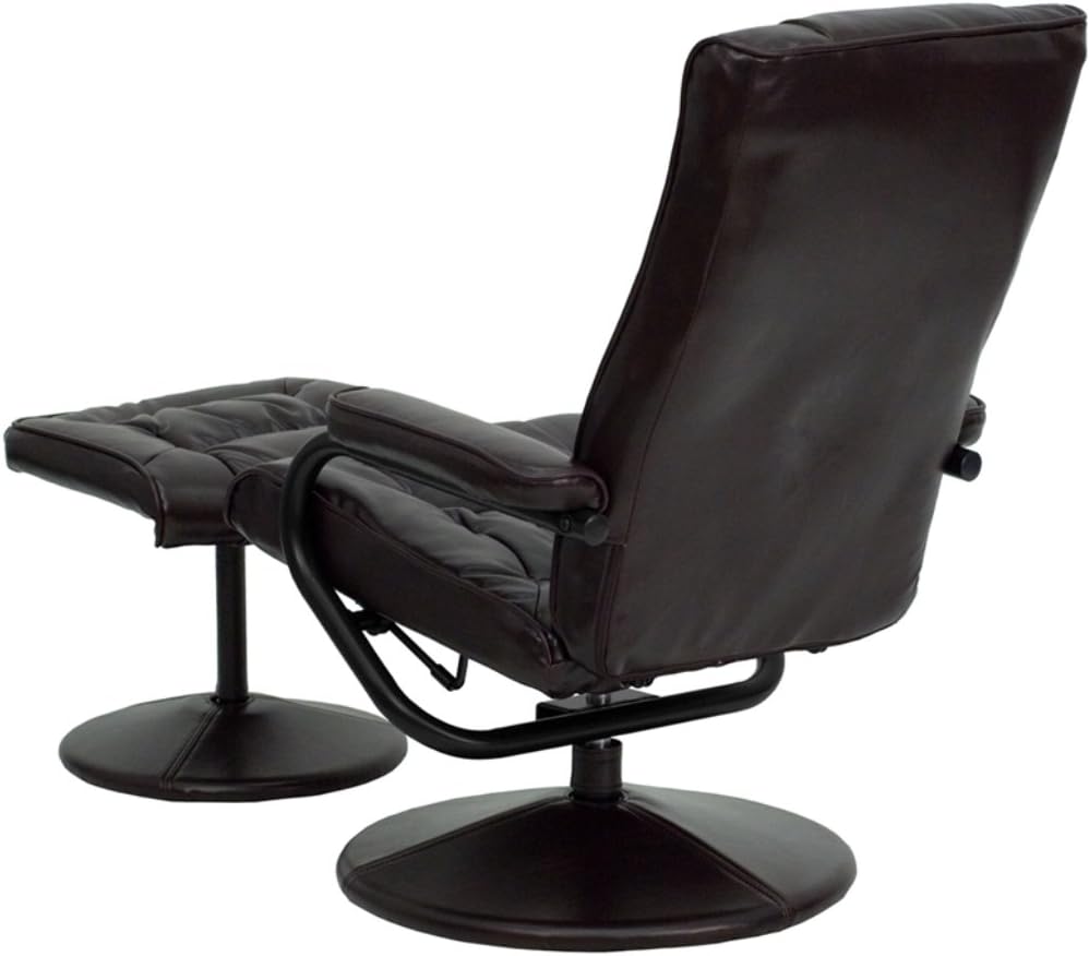 Flash Furniture Rachel - Reclinador y otomano contemporáneo multiposición con Base Envuelta en Piel café Suave