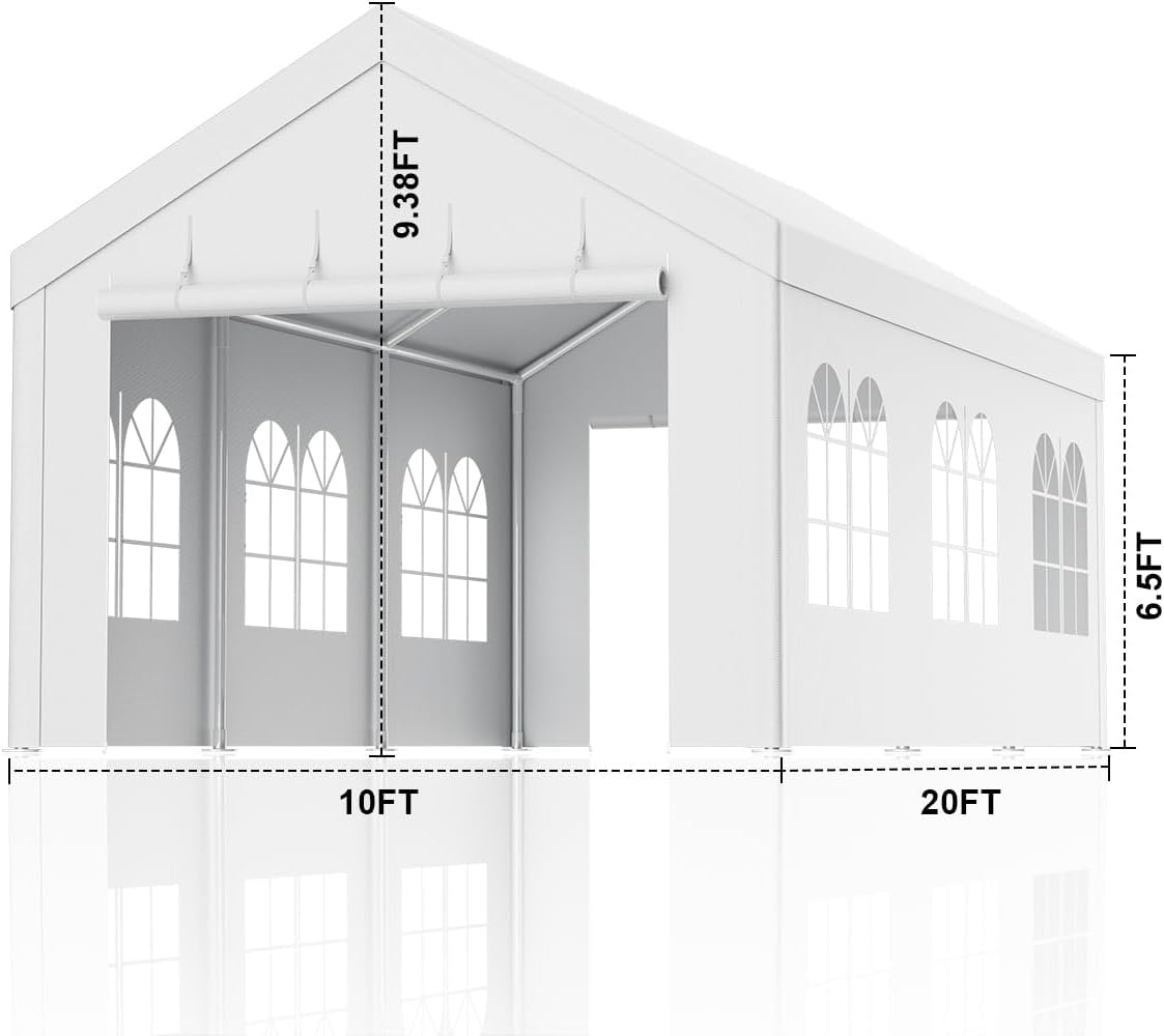 MXLENOBLE Carpa Toldo Plegable 3x3 para Eventos y Exteriores | con Paredes, Reforzado y de Fácil Armado Color Blanco (Toldo-3 * 6)