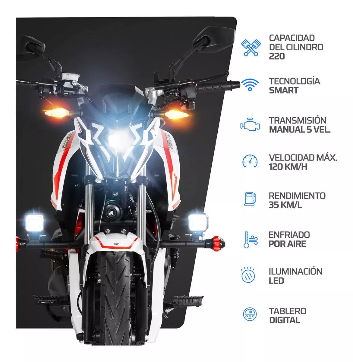 Motocicleta Vento Falkon 220 Blanco 2025