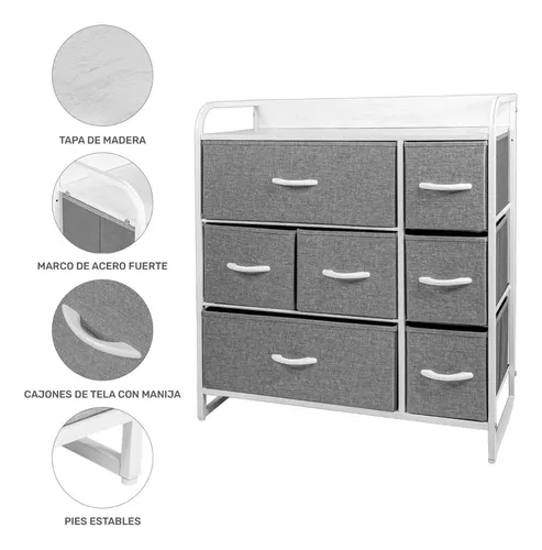 Mueble Buro Organizador Comoda Metal 7 Cajoneras Tela Color Café