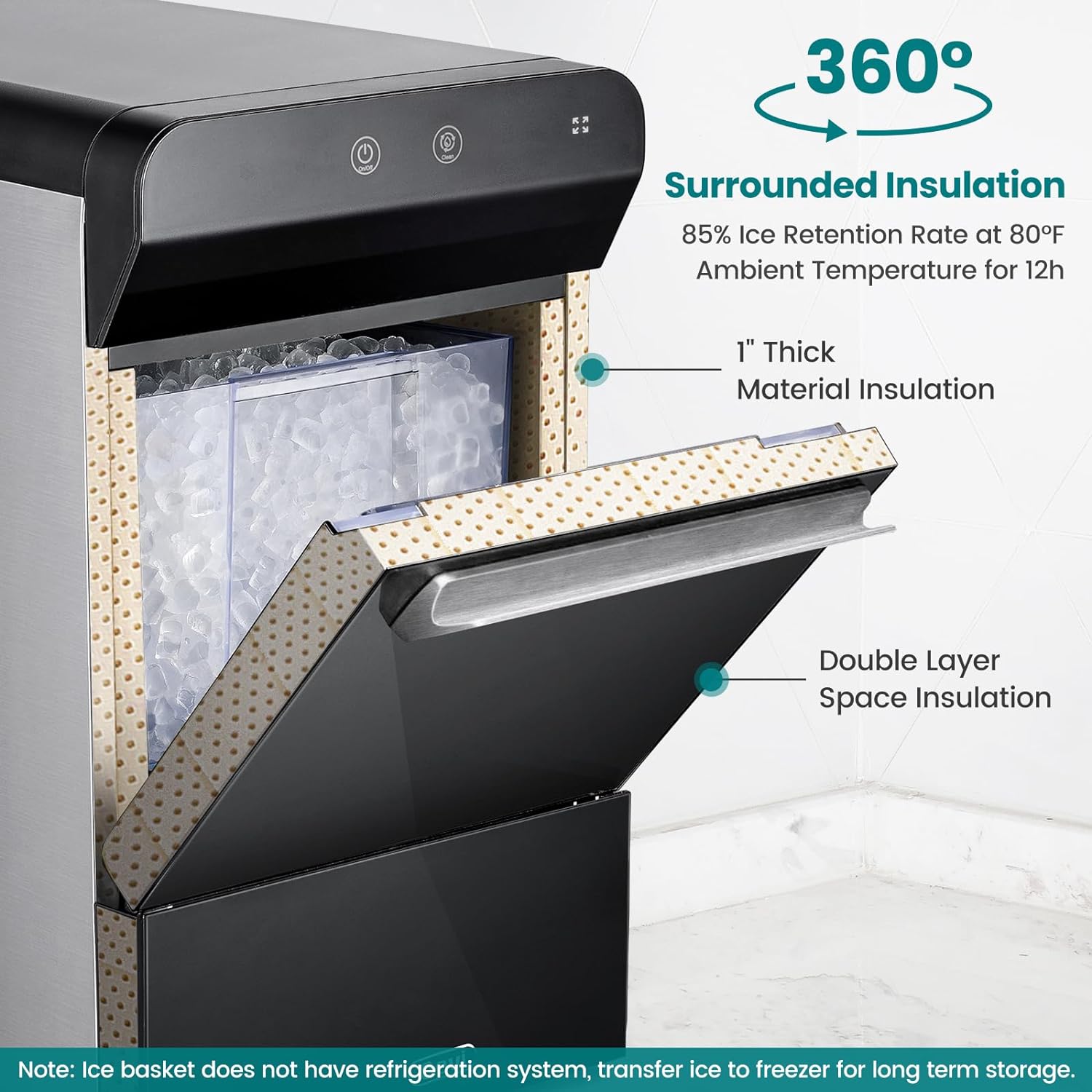 Máquina de hielo para encimera Gevi home V2.0, máquina de hielo con bandeja autolimpiante, simplemente ábrala y vierta para rellenar agua, carcasa de acero inoxidable, se puede colocar debajo del gabinete-----Paño de limpieza