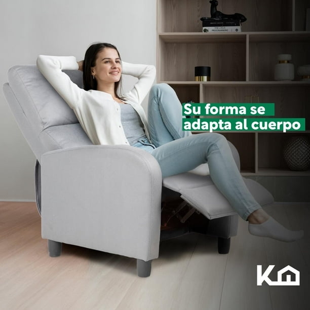 Sillon Reclinable Reposet Sofa Individual Tela Moderno Sala gris