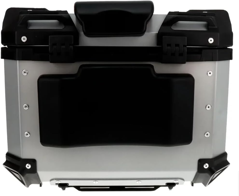 Baúl Trasero Motocicleta Aluminio 45 con Respaldo (Plata)