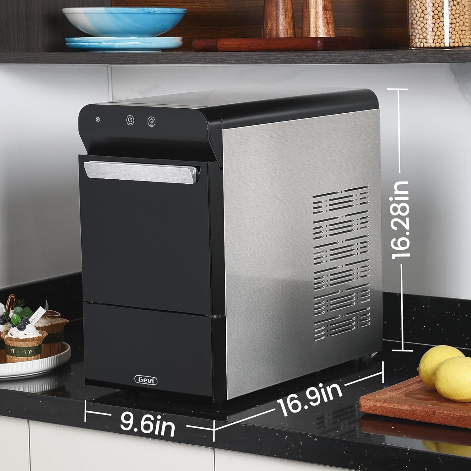 Máquina de hielo para encimera Gevi home V2.0, máquina de hielo con bandeja autolimpiante, simplemente ábrala y vierta para rellenar agua, carcasa de acero inoxidable, se puede colocar debajo del gabinete-----Paño de limpieza