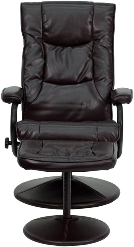 Flash Furniture Rachel - Reclinador y otomano contemporáneo multiposición con Base Envuelta en Piel café Suave