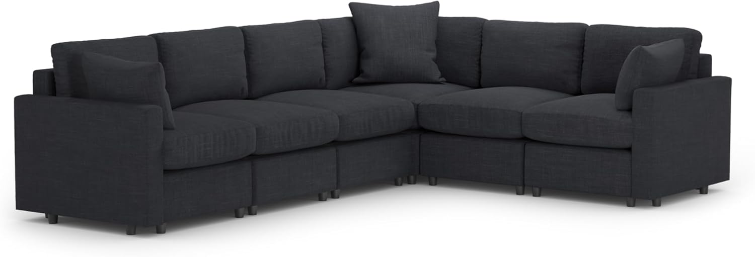 MODISOFA - Sofá Sala Esquinera Modular con Otomano | 6 Plazas | Gris Claro | + Pillow Pack | Fácil de Ensamblar y Adaptable | Envío Gratis