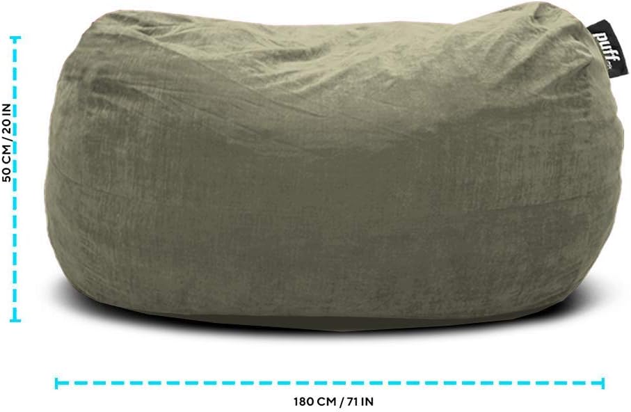 Puff - Sillón 2 en 1 con Cama King Size para Adultos Relleno de Hule Espuma (Puff: 180x50x100 cm, Cama: 200x220 cm) Cómodo Acabado en Gamuza Color Arena-almohada