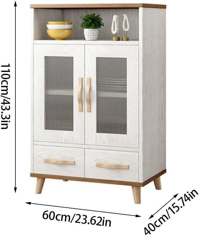 Alacenas para Cocina Gabinete de almacenamiento de cocina de madera maciza, gabinete de Buffet independiente, gabinete de café de almacenamiento blanco, gabinete de decoración for sala de estar Alacen