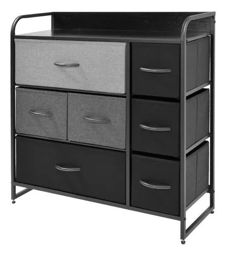Mueble Buro Organizador Comoda Metal 7 Cajoneras Tela Color Café