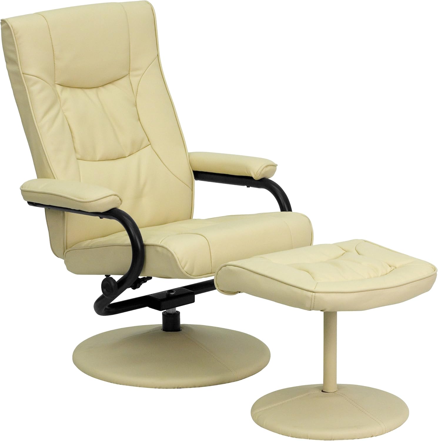 Flash Furniture Rachel - Reclinador y otomano contemporáneo multiposición con Base Envuelta en Piel café Suave