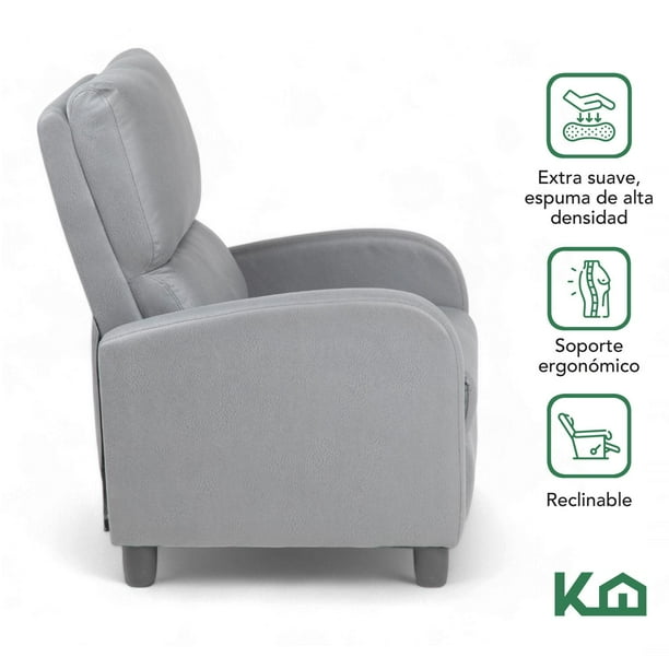 Sillon Reclinable Reposet Sofa Individual Tela Moderno Sala gris