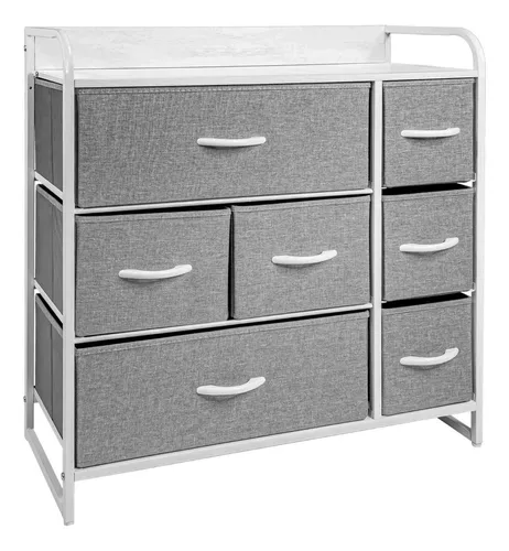Mueble Buro Organizador Comoda Metal 7 Cajoneras Tela Color Café