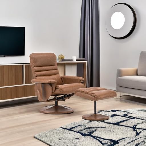 Silla reclinable con otomana, silla reclinable con masaje, silla giratoria de 360 años, piel sintética 7902 (blanco crema)