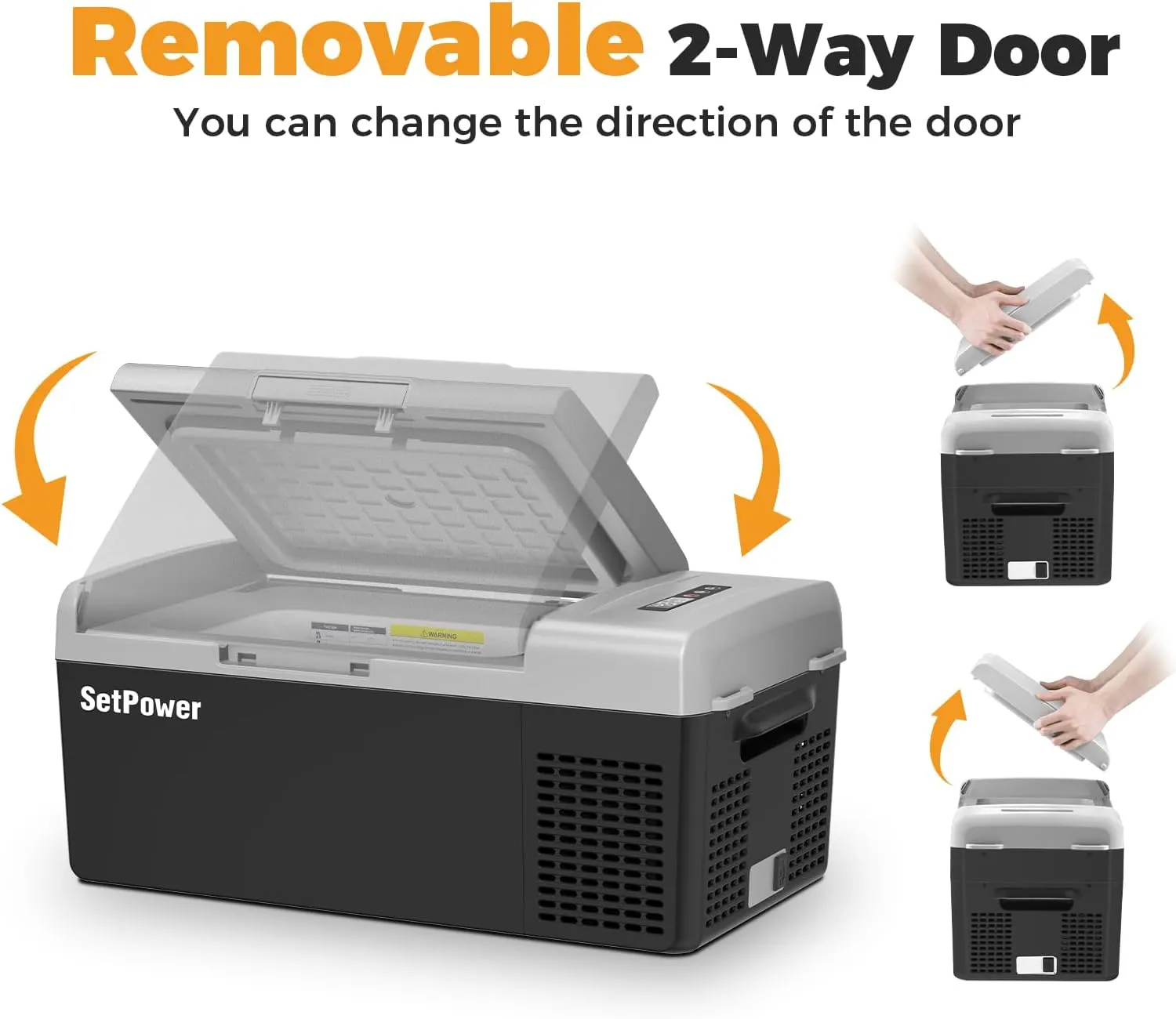 Setpower FC15 - Refrigerador eléctrico portátil con adaptador de CA, refrigerador de 15 l/15.8 qt de 12 voltios, refrigerador congelador portátil de 15.6 °C a 66 °F para coche, RV, camión, camping, viajes, hogar, 12/24 V CC y 110/240 V CA