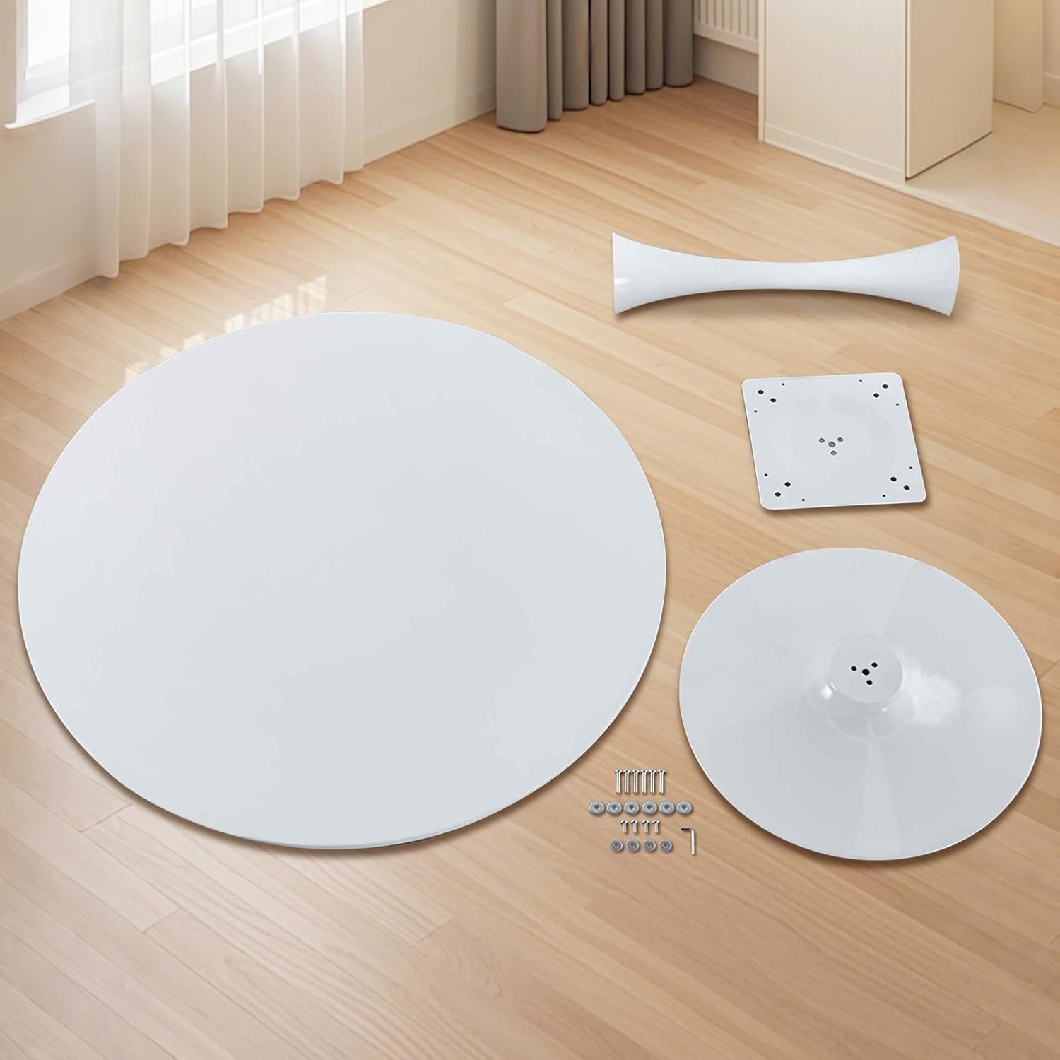 Juego de 6 sillas de comedor tapizadas de piel, estilo moderno, con ribete de cabeza de clavo y pata de madera, anillo de metal para comedor y sala de estar (blanco y negro, juego de 6)