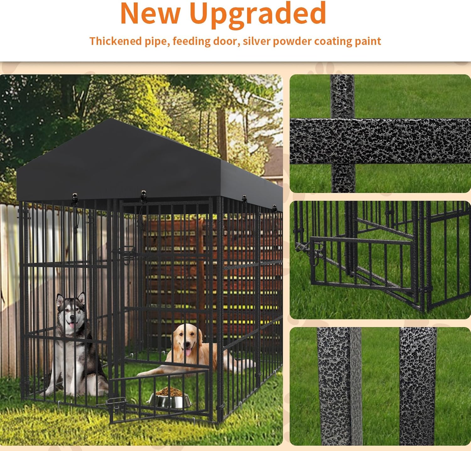 Wisfor Casas para Perros: Perreras Exteriores con Techo 249x120x165 cm Jaulas para Perros Grandes Parque Vallas Corral Cercados para Mascotas de Metal Inoxidable con Cerradura (L)
