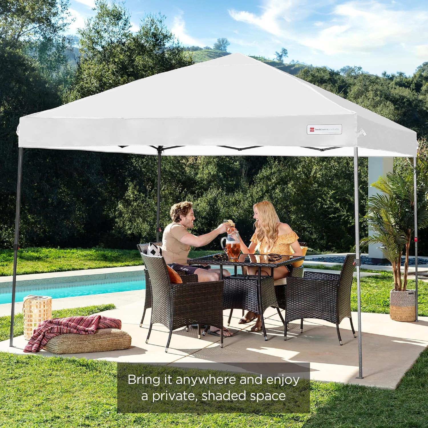 Best Choice Products - Toldo de armado fácil de 1 persona con un botón, tienda portátil e instantánea, funda, 3 x 3 metros, 4 bolsas de peso, color azul
