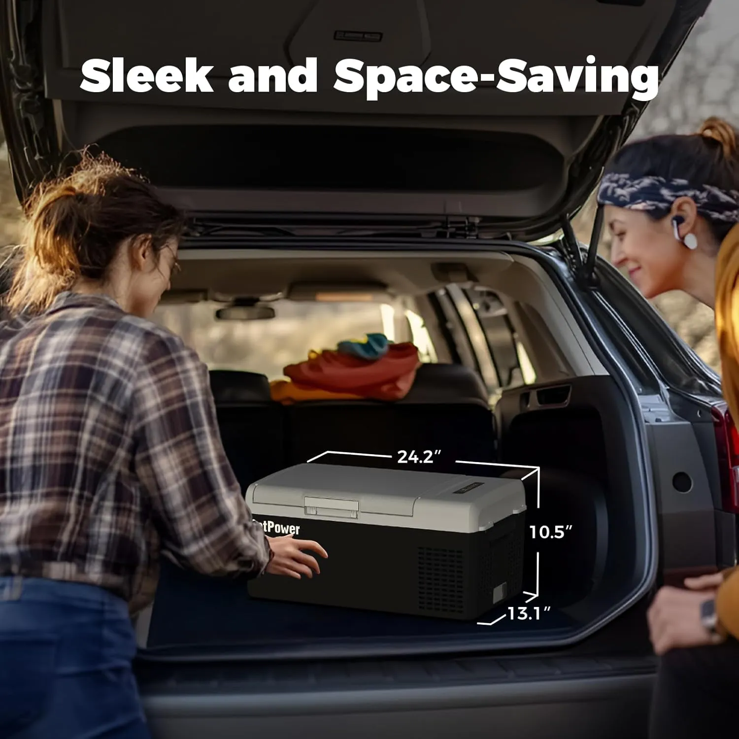 Setpower FC15 - Refrigerador eléctrico portátil con adaptador de CA, refrigerador de 15 l/15.8 qt de 12 voltios, refrigerador congelador portátil de 15.6 °C a 66 °F para coche, RV, camión, camping, viajes, hogar, 12/24 V CC y 110/240 V CA