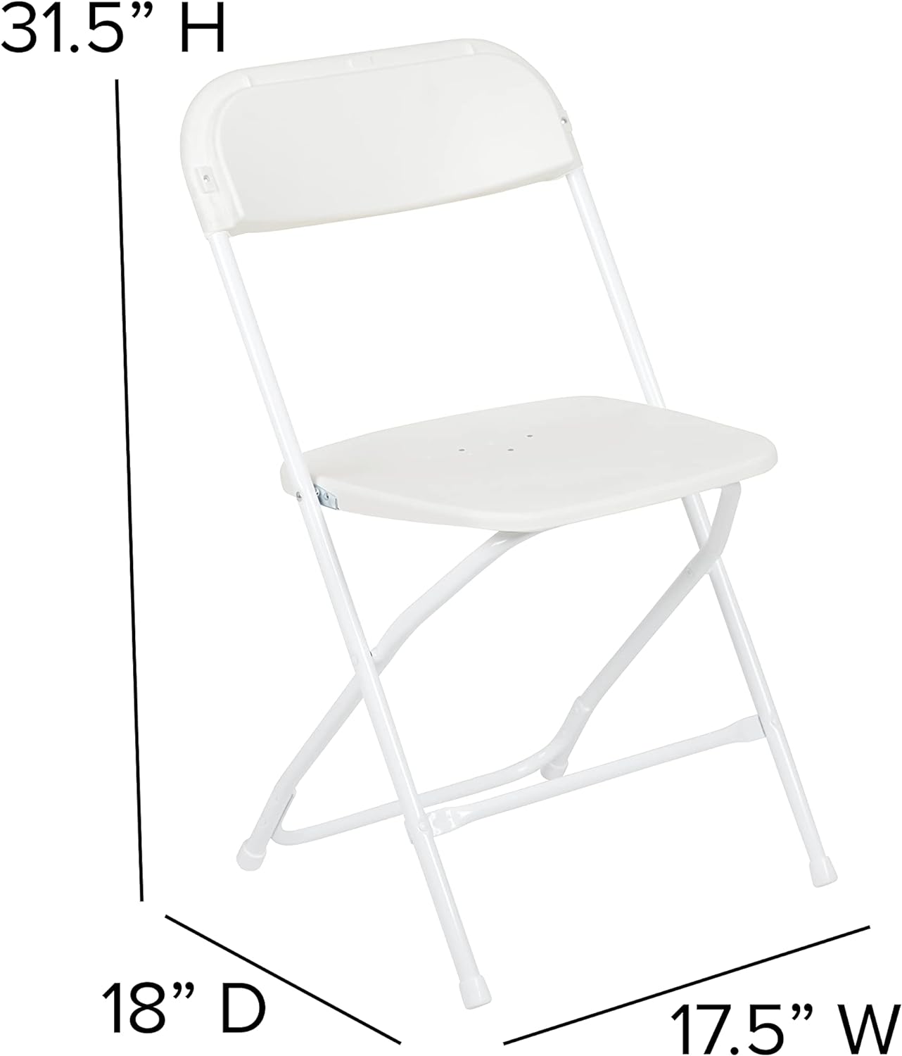 Juego de 10 sillas plegables de plástico - Silla plegable liviana y apilable con capacidad de peso de 650 LB en color blanco