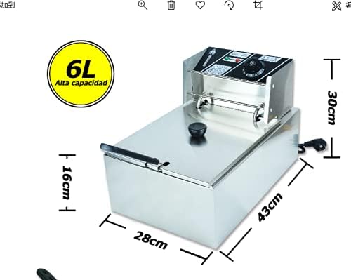 Freidora profesional para restaurantes o comercios. Gran capacidad de 12L. Control de temperarura. Excelente solución para papas fritas-Toallita mágica de nanoesponja gris (12L silver white)