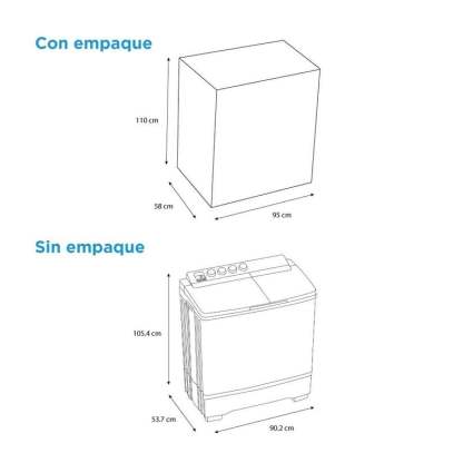 Lavadora Midea Dos tinas 19 kg Blanca