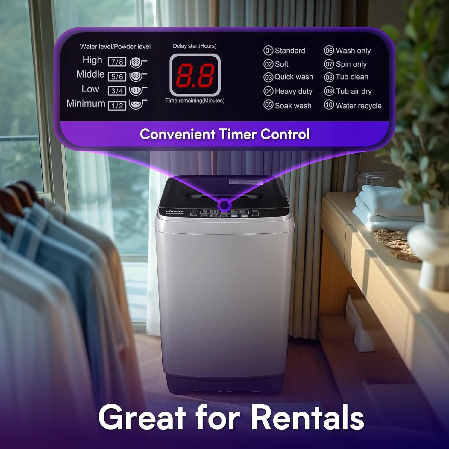 Small Portable Washing Machine 13LBS Portable Washer Machine with Drain Dump, 10 Programs/8 Water Levels/LED Display Full Automatic Mini Laundry Machine, Lavadora Portatil for Apartment RV Dorm