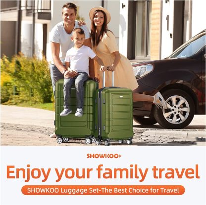 SHOWKOO Luggage Sets Expandable PC+ABS Durable Suitcase Double Wheels TSA Lock 3pcs